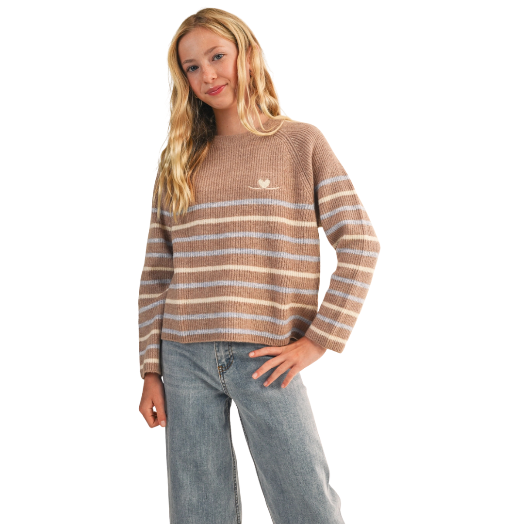 Wide Tunic Striped Pull Over Sweater