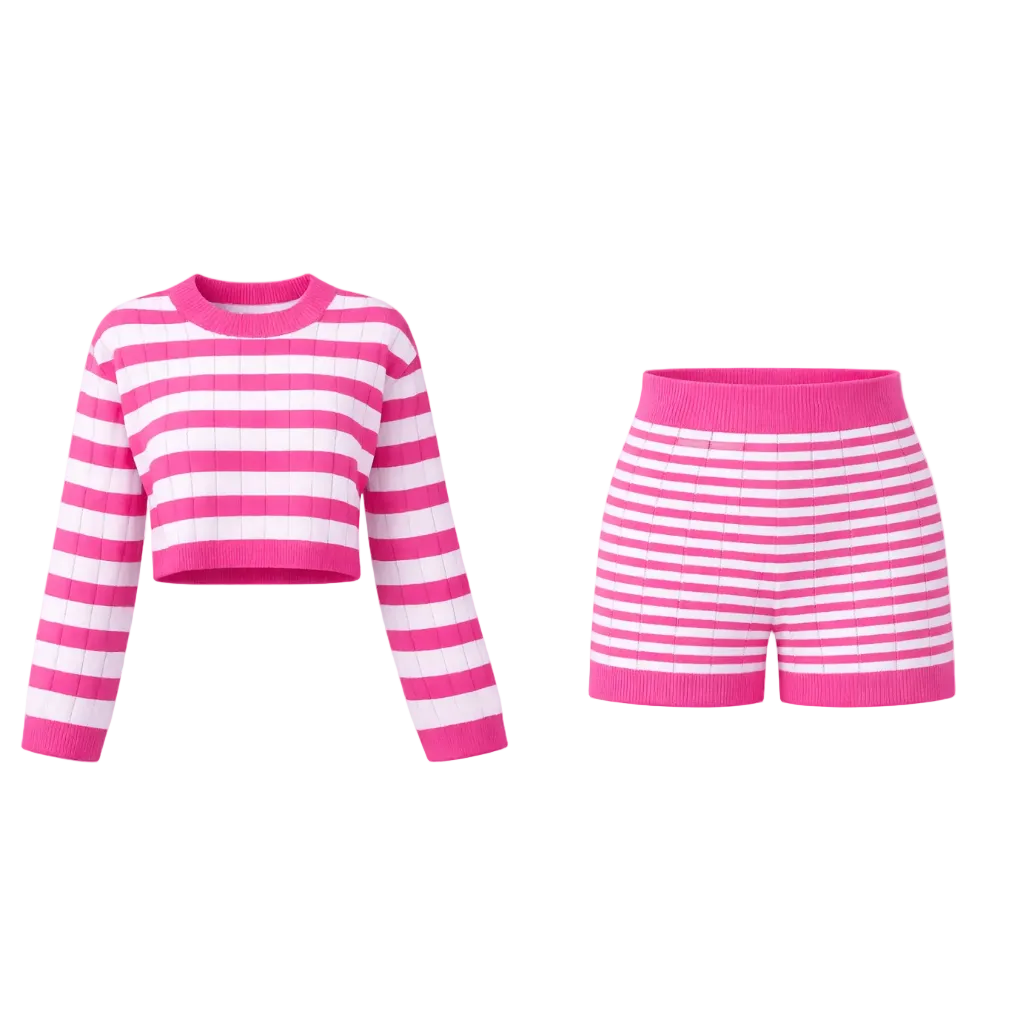 Mixed Striped Short Set