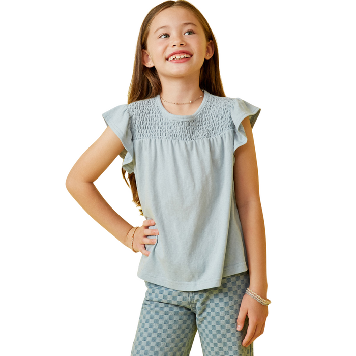 Yoke Ruffle Shoulder Knit Top