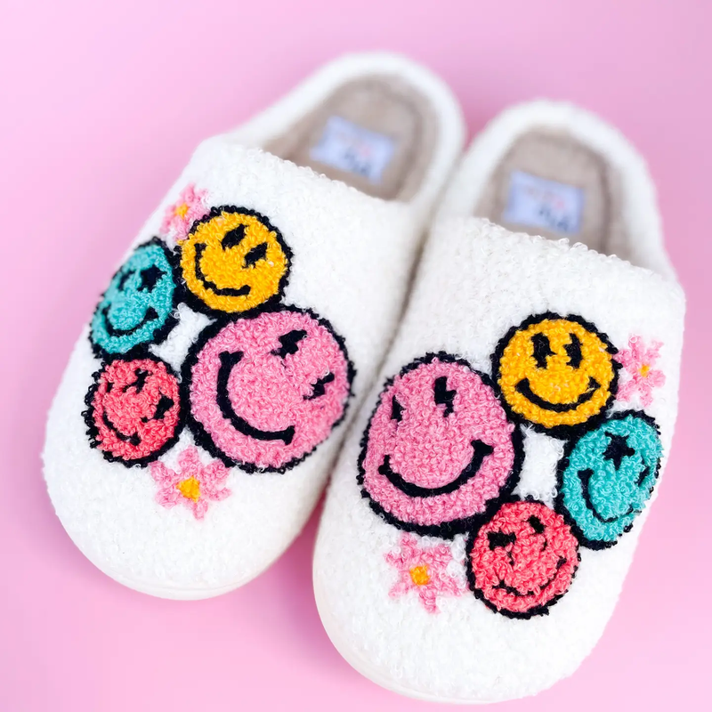 Smiley Face Flower Slippers - SMALL