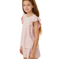 Terry Heart Textured Ruffled Tank