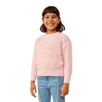 Low Gauge Bow Detail Pullover Sweater
