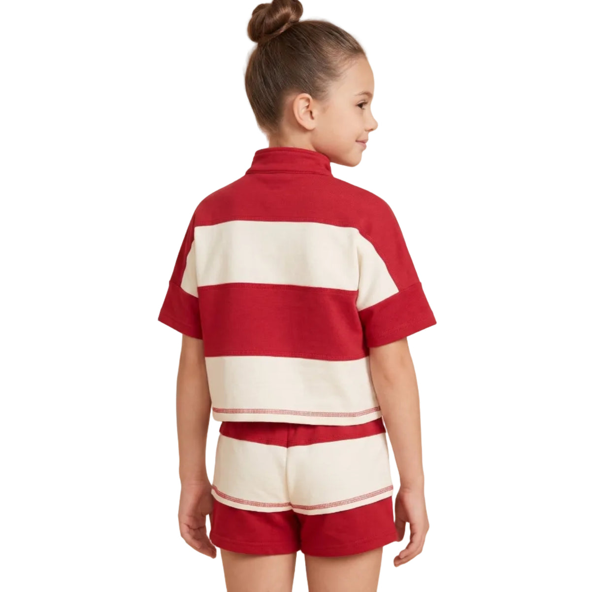 Color Block Striped Half Zip Knit Top