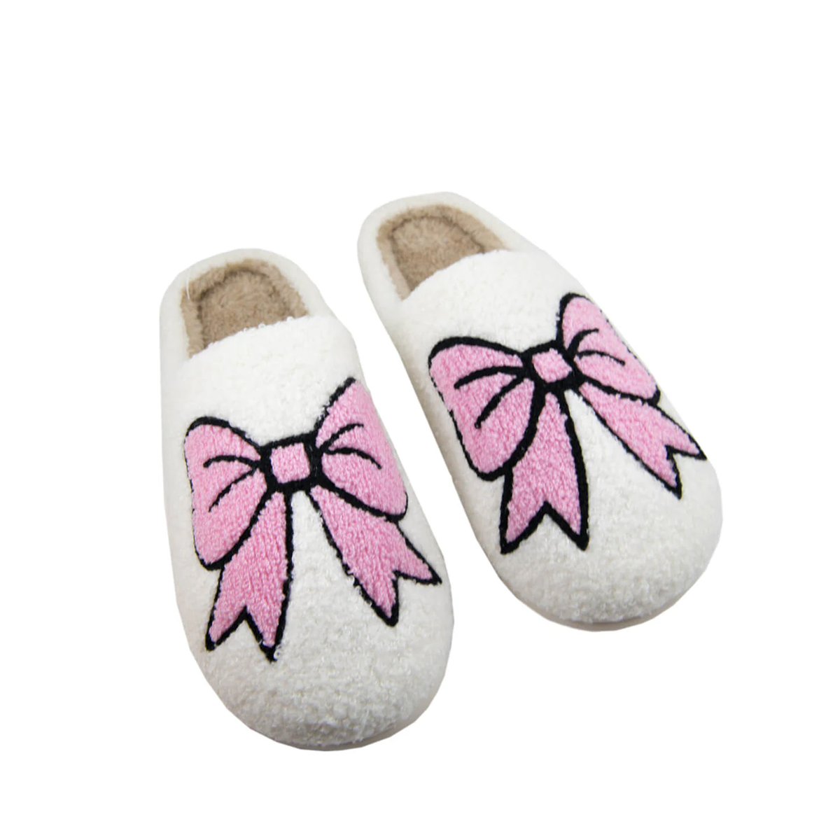 Light Pink Bows Coquette Women s Slippers White S M