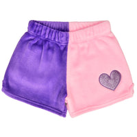 Heart Color Block Plush Shorts