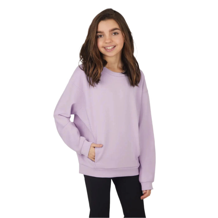 Girls Soft Scuba Avalon Crew Neck Sweatshirt, Lavender