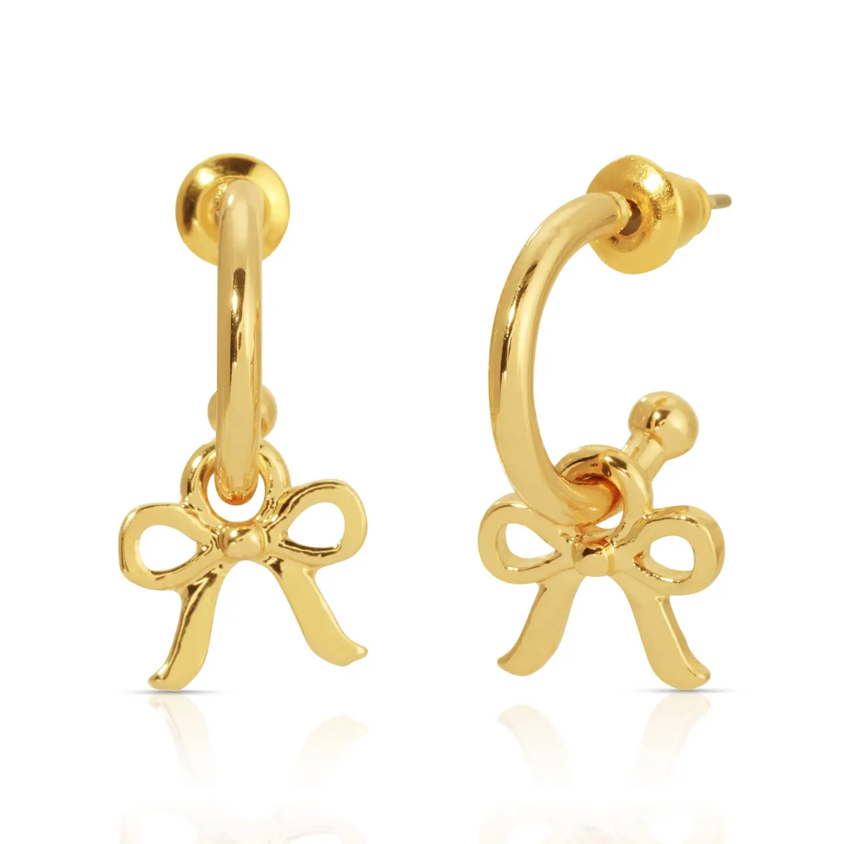 Beautiful Bows Bow Charm Hoops - Gold