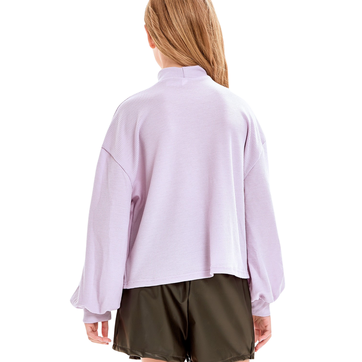 Thermal Knit Loose Fit Mock Neck Top