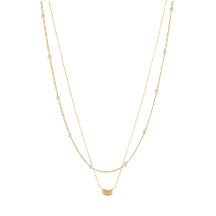 Layered Bean & Pearl Necklace Set