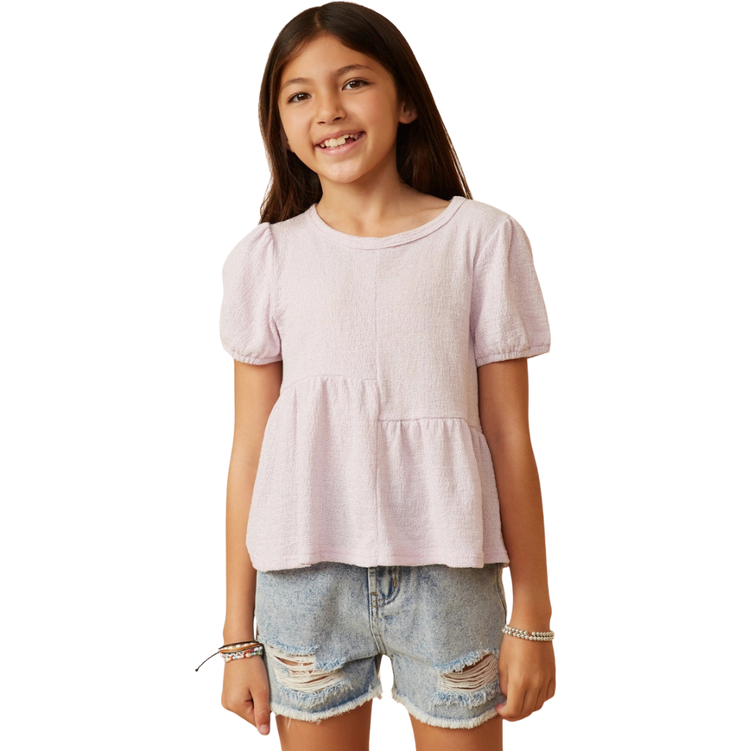 Puff Sleeve Asymmetric Panel Knit Top