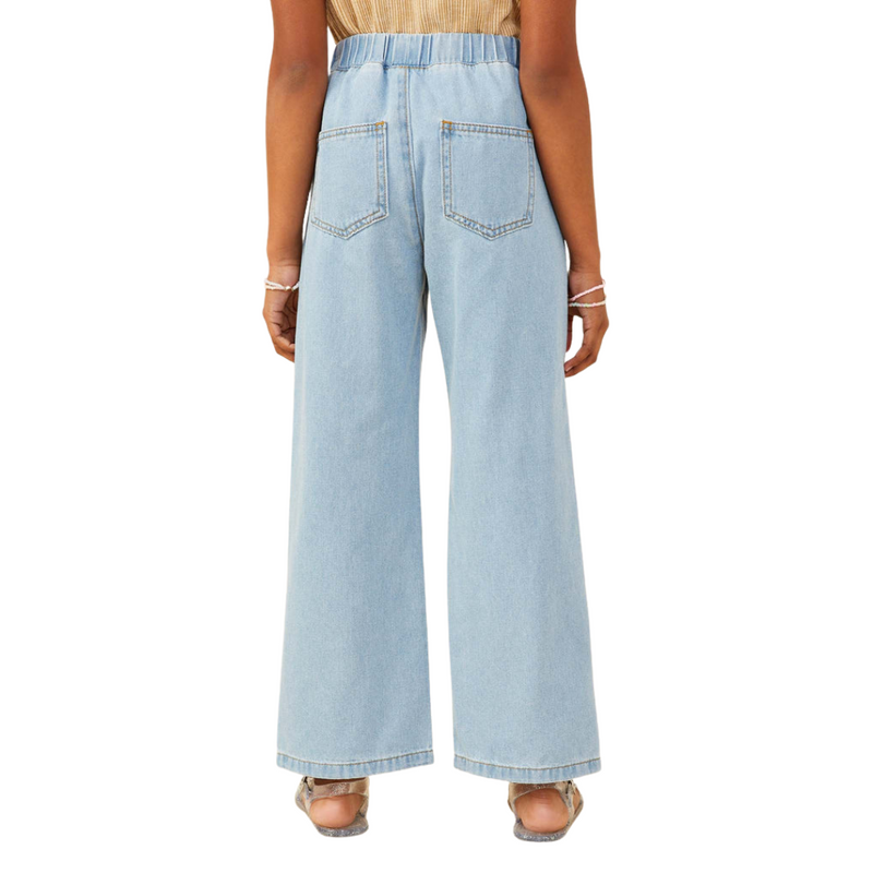 Wide Leg Drawstring Denim Pants