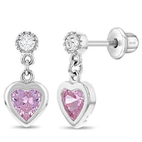 Dangle Hearts Kids / Girls Earrings - Sterling Silver