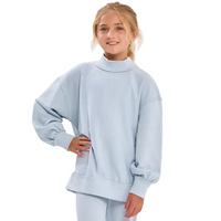 Cotton Terry Mock Neck Sweatshirt
