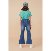 Elastic Waist Straight Leg Denim Jeans