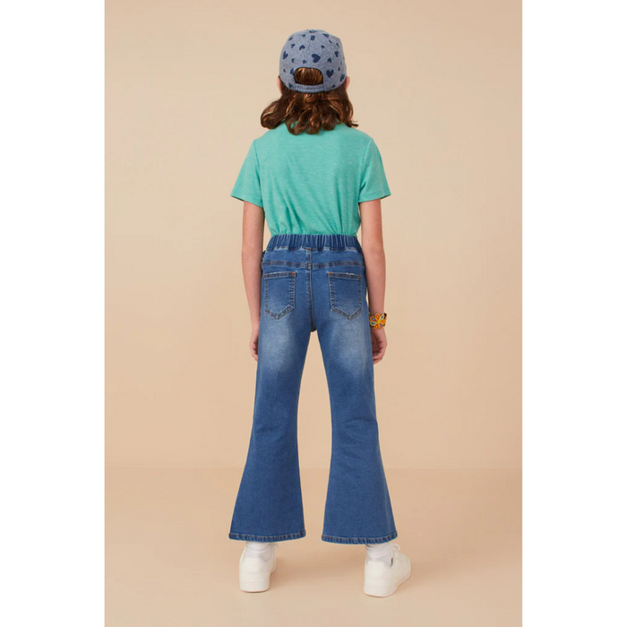 Elastic Waist Straight Leg Denim Jeans