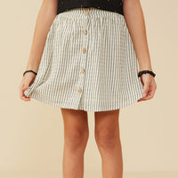 Button Front Striped Skirt
