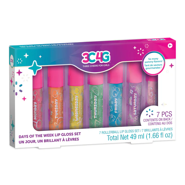 Days of the week rollerball lip gloss set