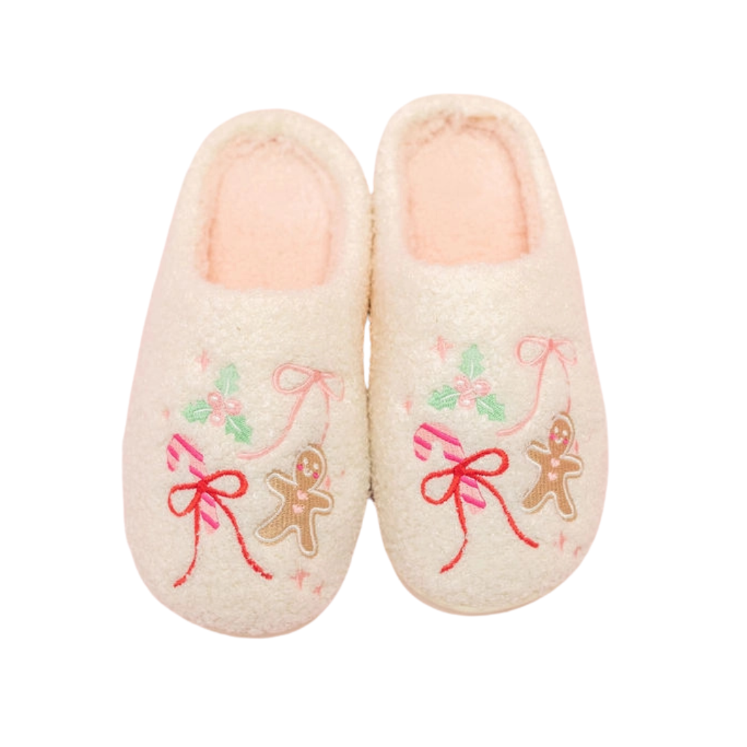 Adult Gingerbread Bows & Sweets Slippers