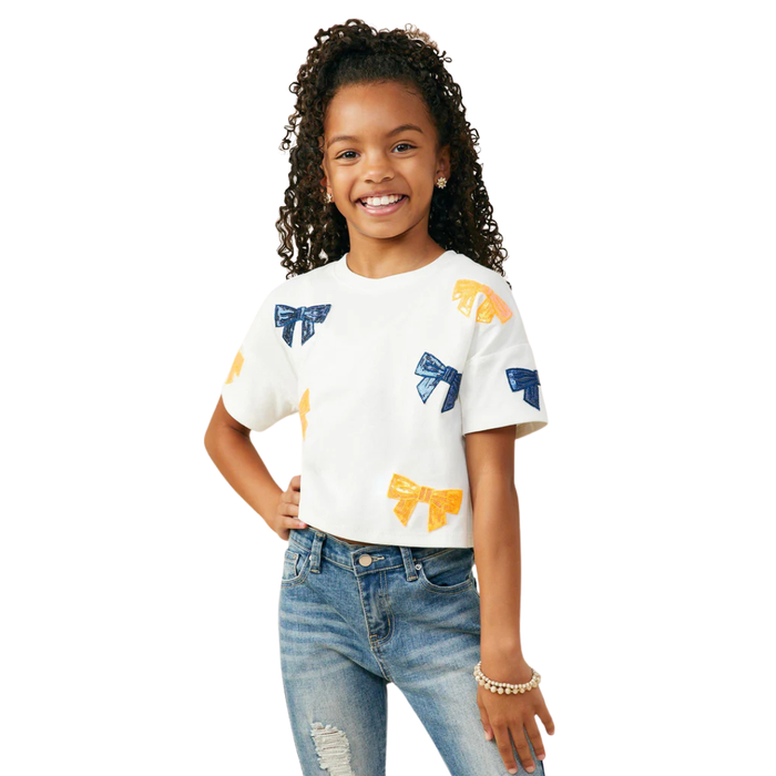 Gameday Team Color Sequin Bow T Shirt
