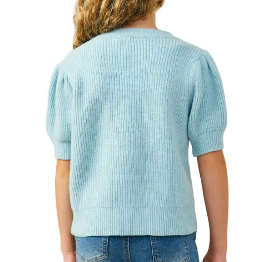 Puff Sleeve Short Sleeve Sweater Top