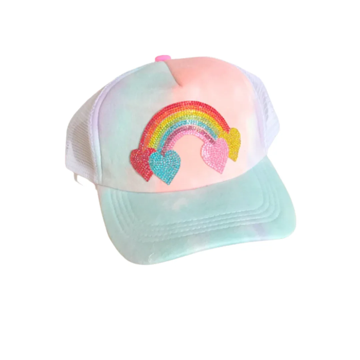 Crystalized Rainbow Smiley Croc Trucker Hat