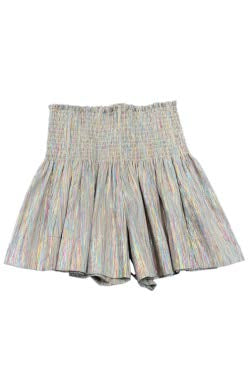 Kids Ivory Rainbow Leather Swing Shorts