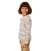 Stripe Puff Shoulder Knit Top