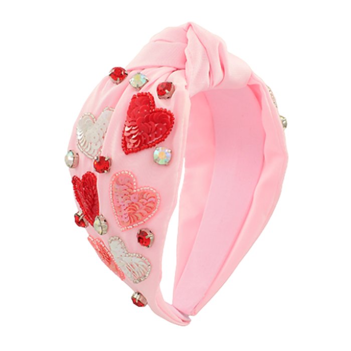 Sequin Heart Headband - Pink