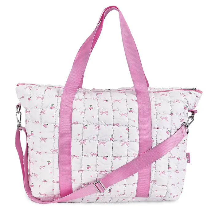 White Scrunchie Puffer Tote | Cherry and Bow