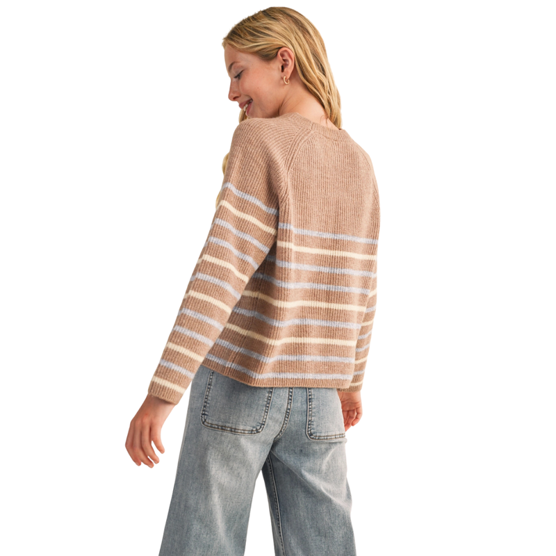 Wide Tunic Striped Pull Over Sweater