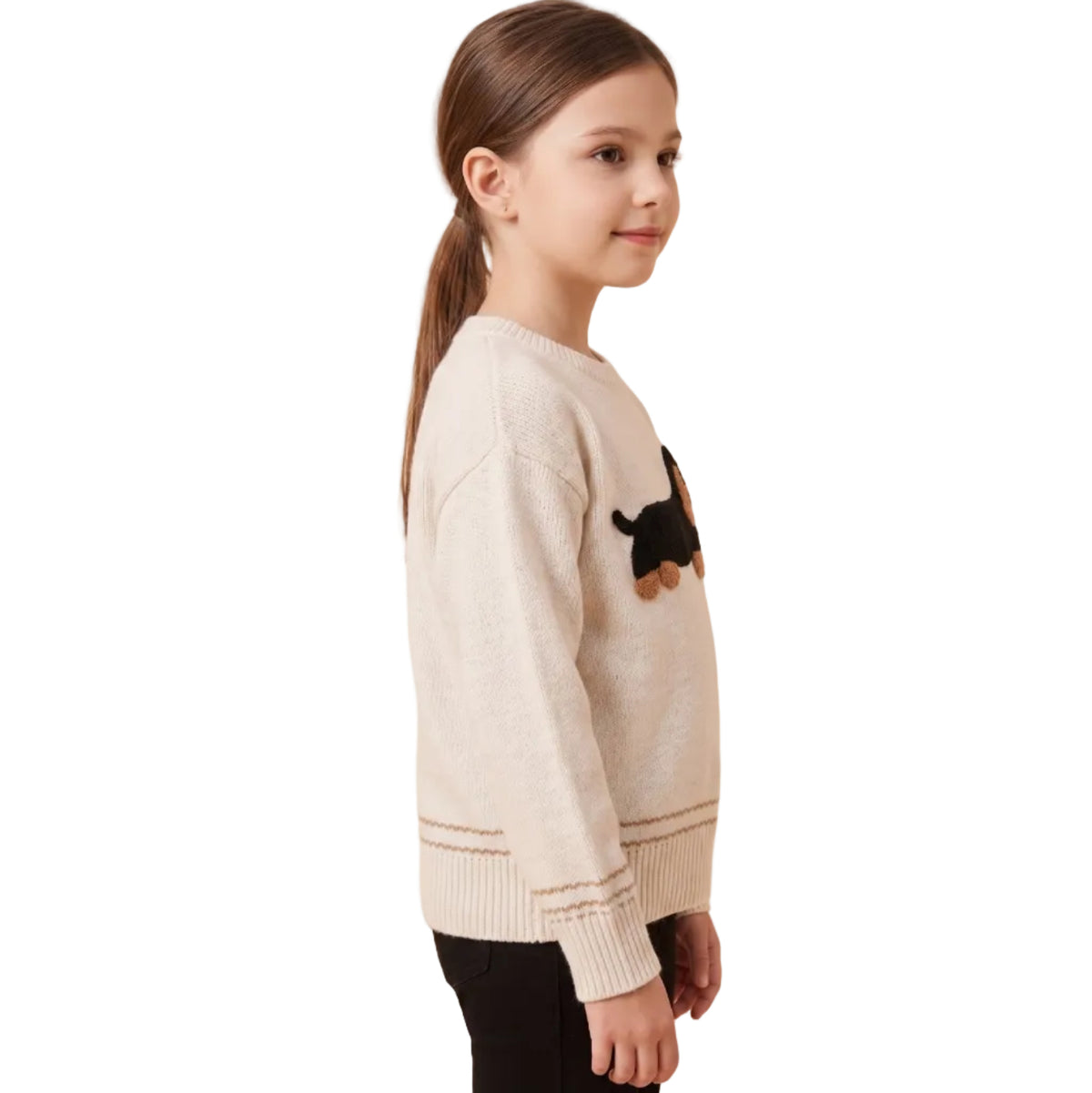 Fuzzy Dachshund Applique Sweater