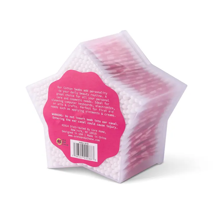 Star Box of 500 Pink Cotton Swabs