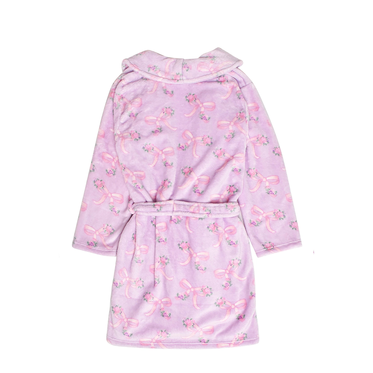 Fleece Bath Robe | Orchid Floral Bow Print