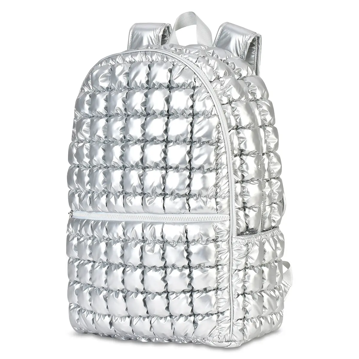 Icy Silver Puffer Backpack