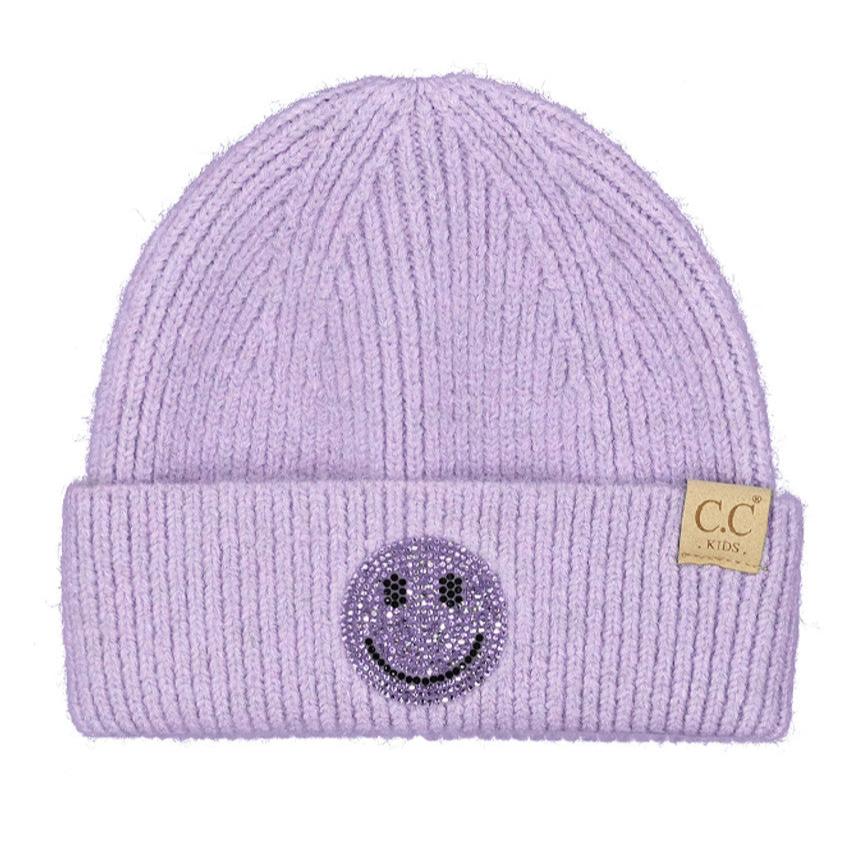 Smiley Face Rhinestone Beanie