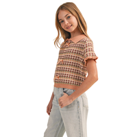 Collared Crop Knit Top