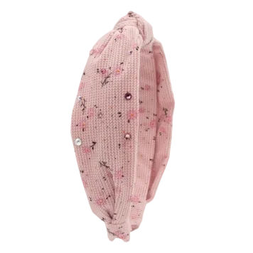 Crystallized Cotton Rib Floral Knot Headband
