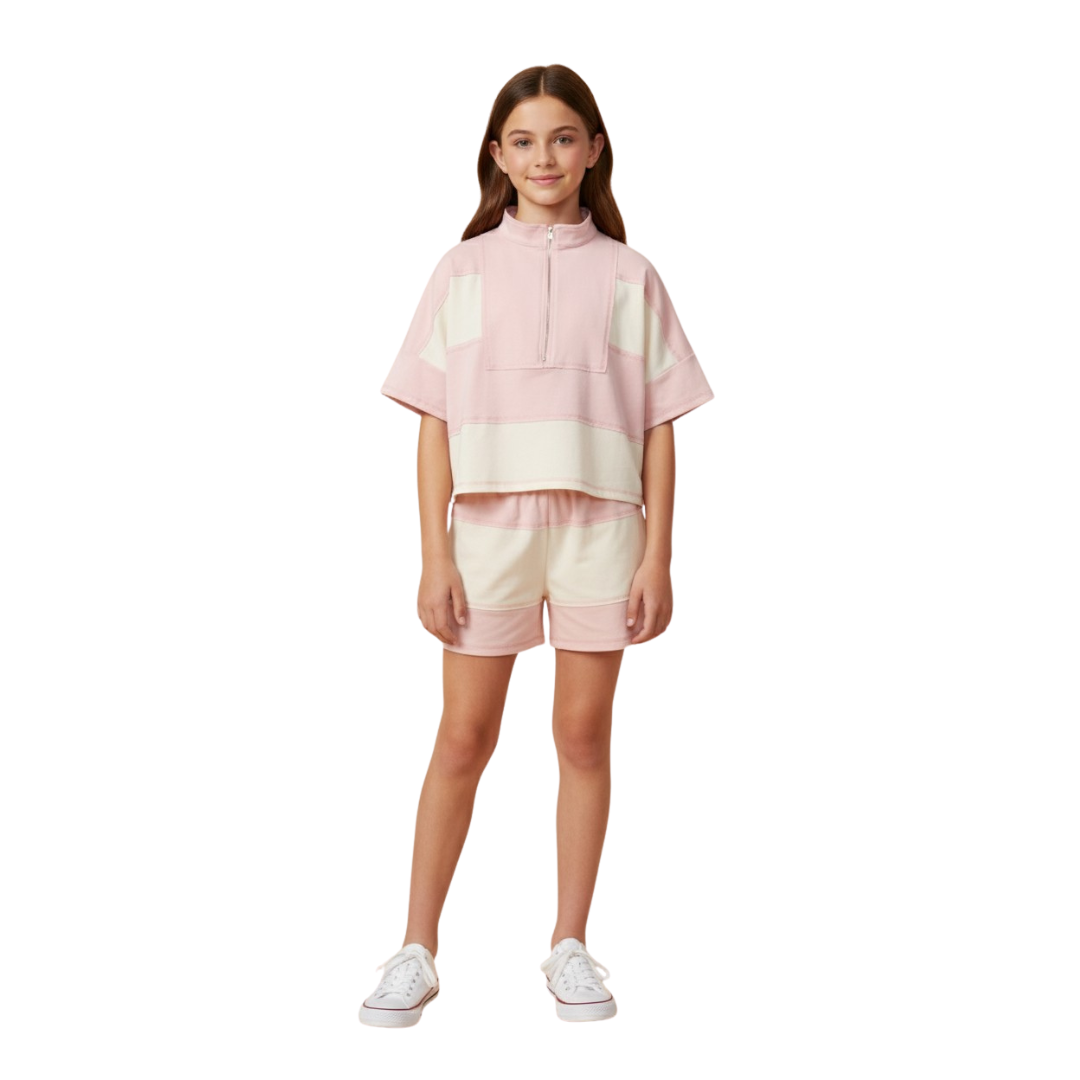 Color Block Stripe Elastic Waist Shorts