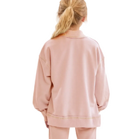 Cotton Terry Mock Neck Sweatshirt