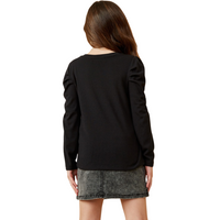 Pleated Puff Shoulder Top
