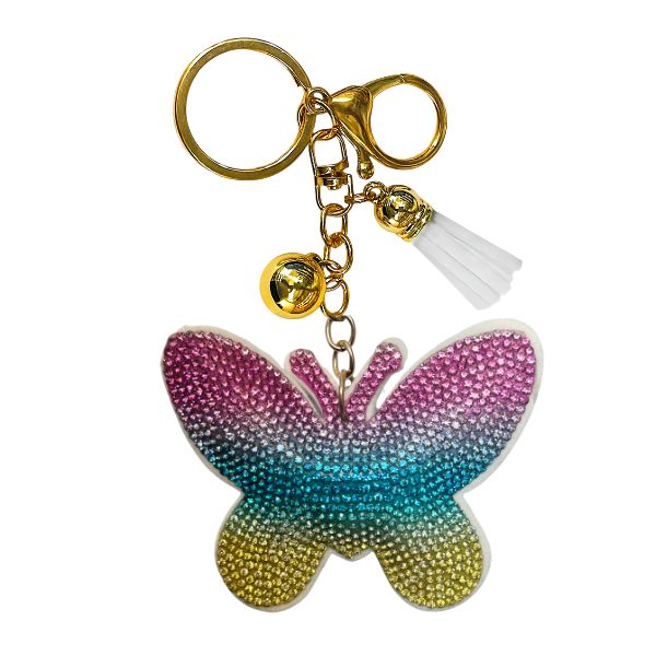 Rhinestone Keychain | Butterfly Rainbow