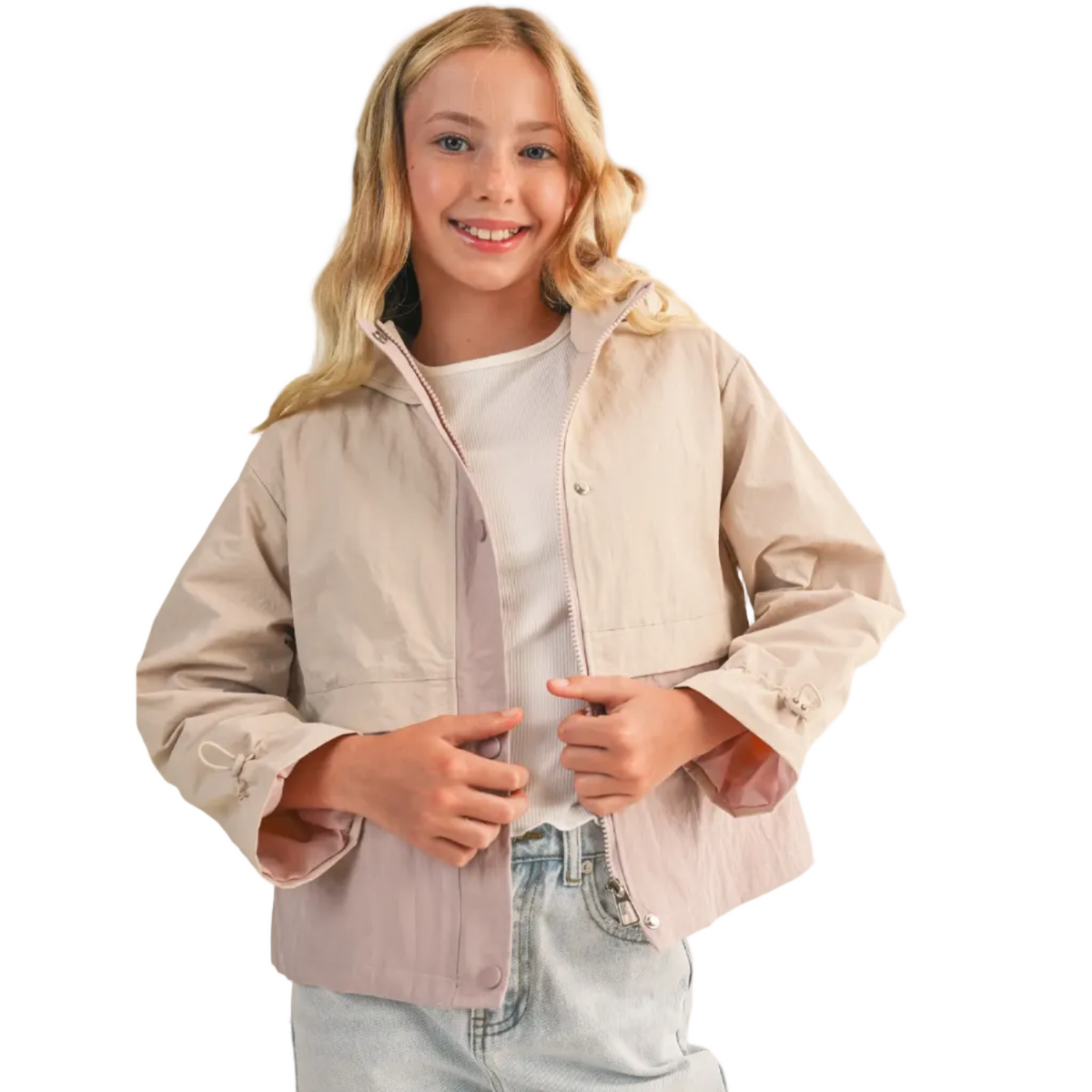 Hooded Windbreaker with Cinch Cuff