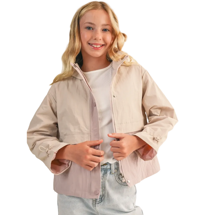 Hooded Windbreaker with Cinch Cuff