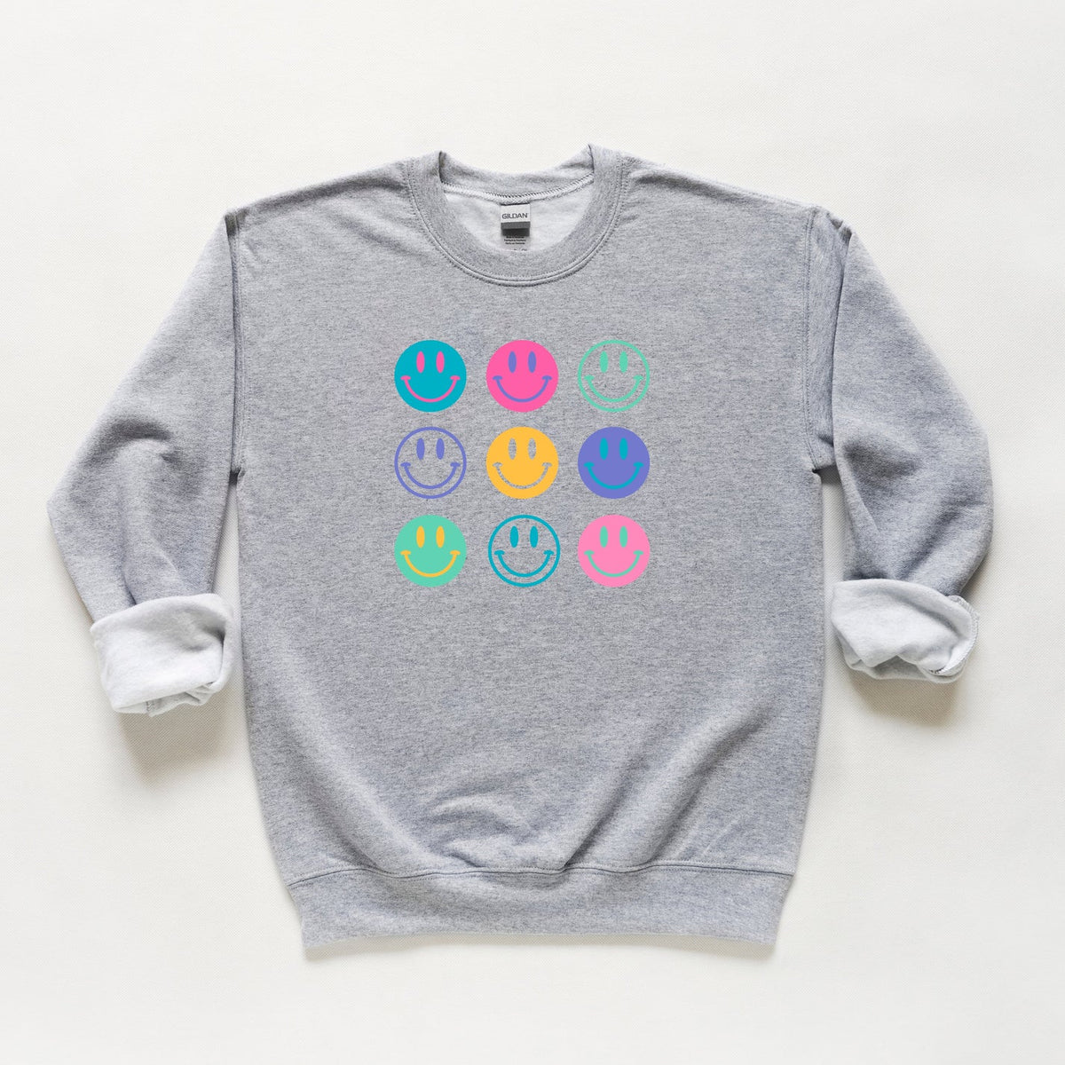 Stacked Smiley Face Sweatshirt