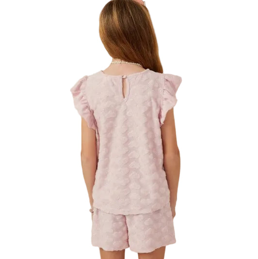Terry Heart Textured Ruffled Tank