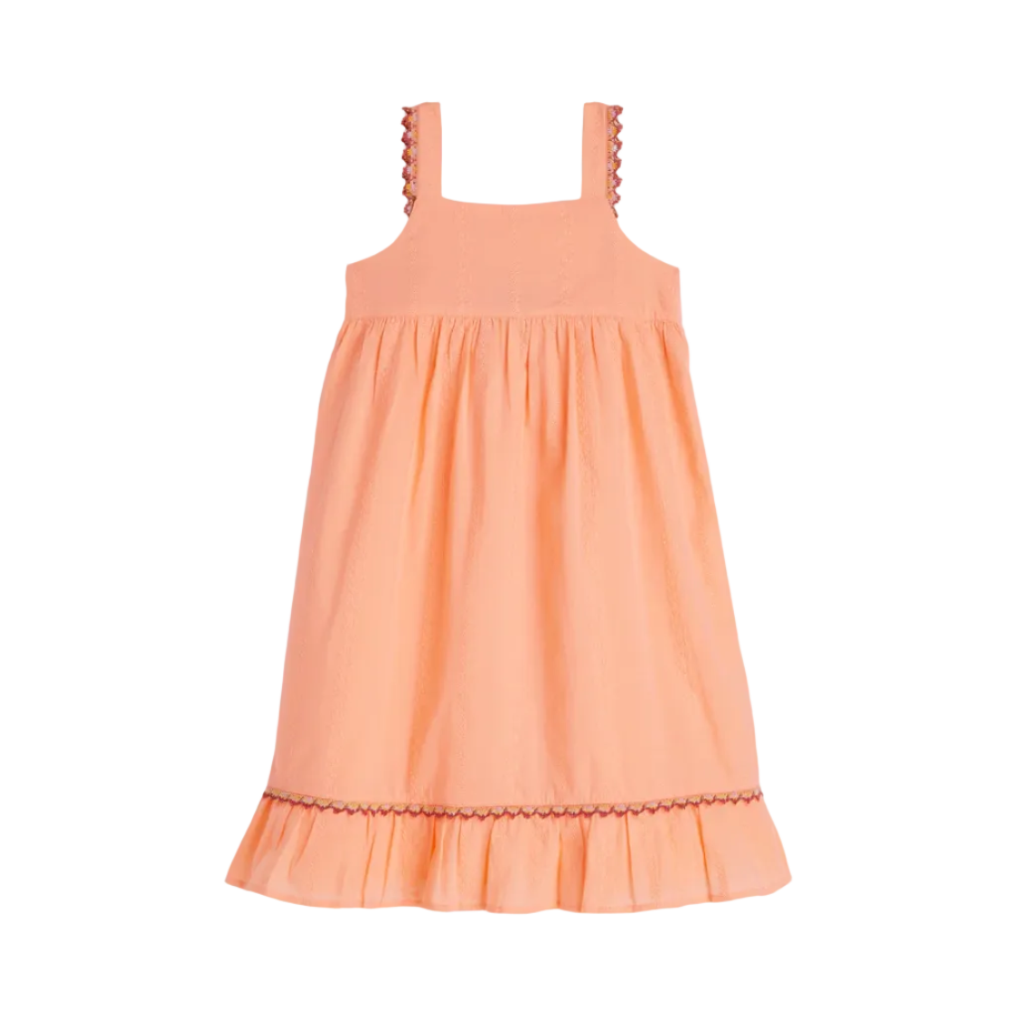 Embroidered Stripe Cotton Strap Dress