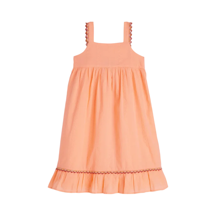 Embroidered Stripe Cotton Strap Dress