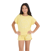 Off Shoulder Top With Smile Embroidery