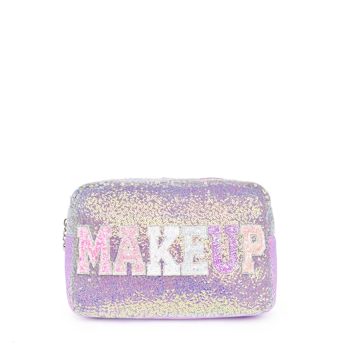 'Makeup' Glittered Sequin Lavender Pouch