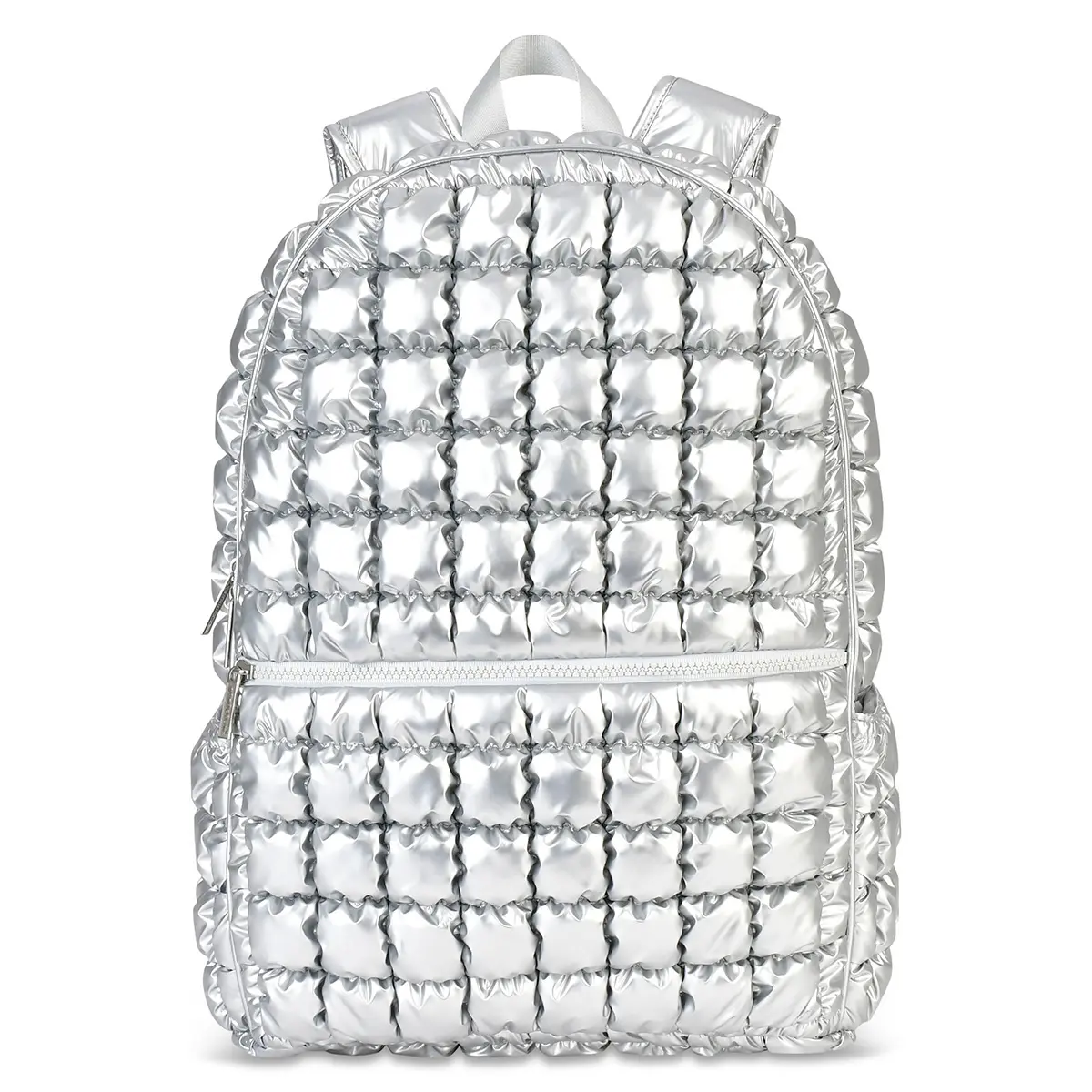 Icy Silver Puffer Backpack